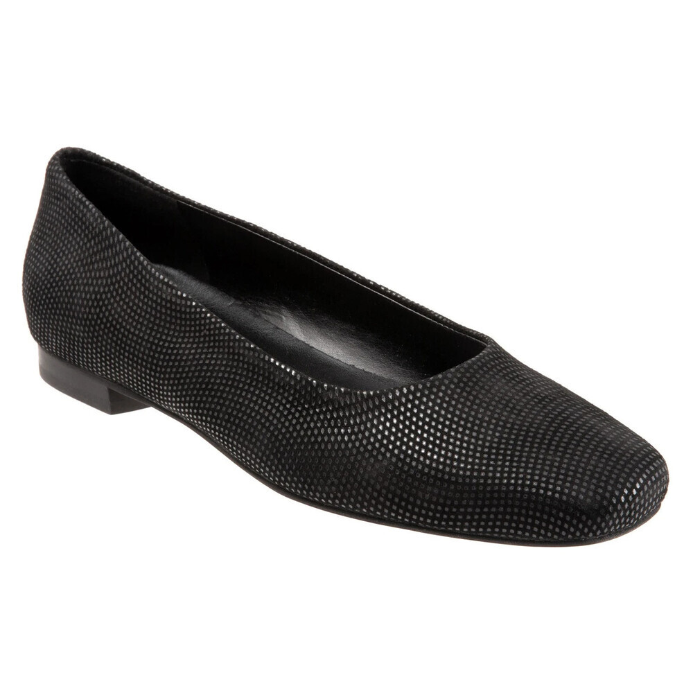 Trotters Honor Flats Women's US 12 Black Leather Mini Dot Slip On Shoes JOBB2204